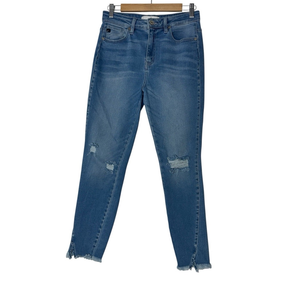 KanCan Jeans Women's Size 26 Blue High Rise Skinny Raw Hem Medium Wash Stretch